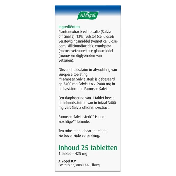 A.Vogel Menopauza Famosan Salvia Strong** Tablety 25 kusov