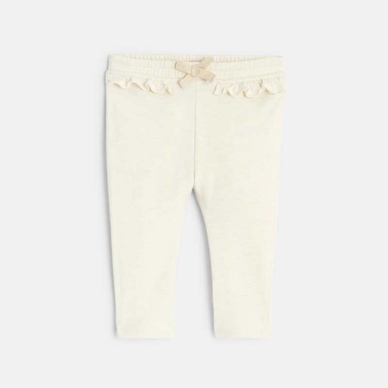 Pantalon molleton ceinture volantée beige bébé fille
