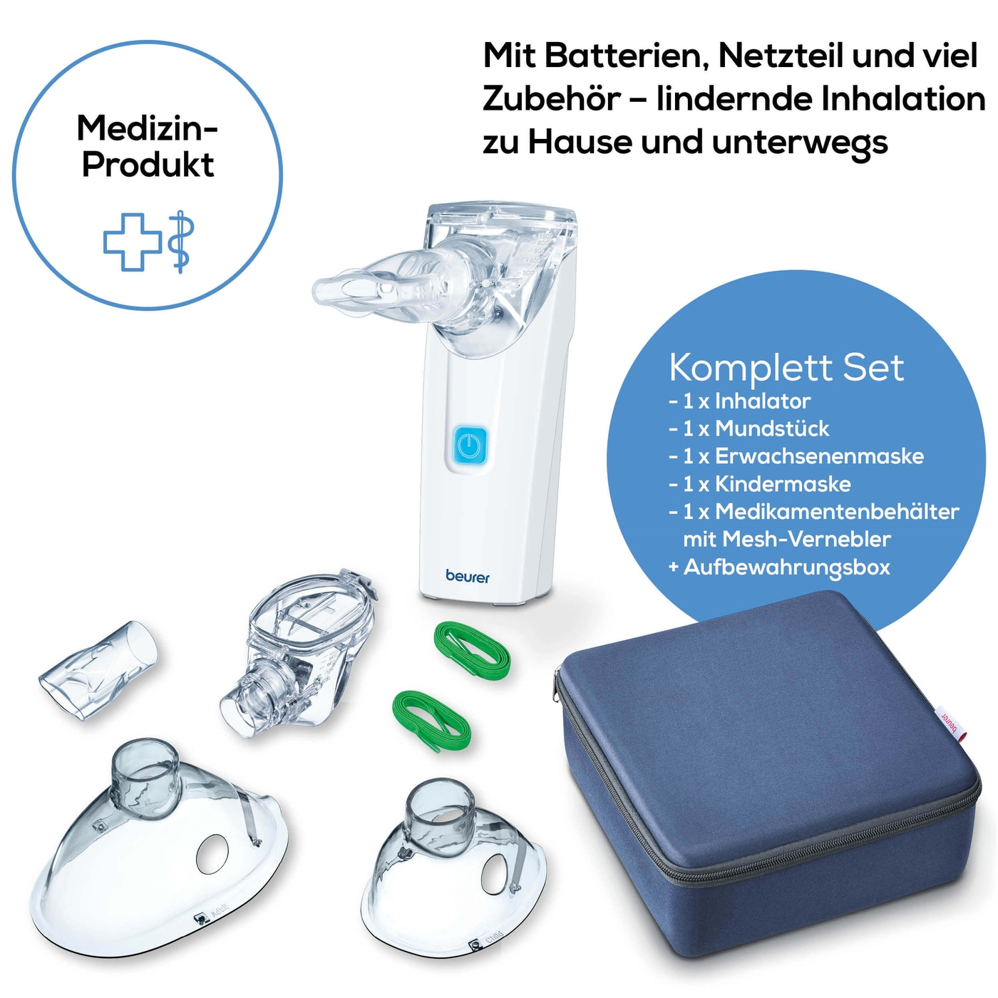 Beurer Inhalator IH 55-Handlicher Inhalator mit Schwingmembran-Technologie & Selbstreinigungsfunktion