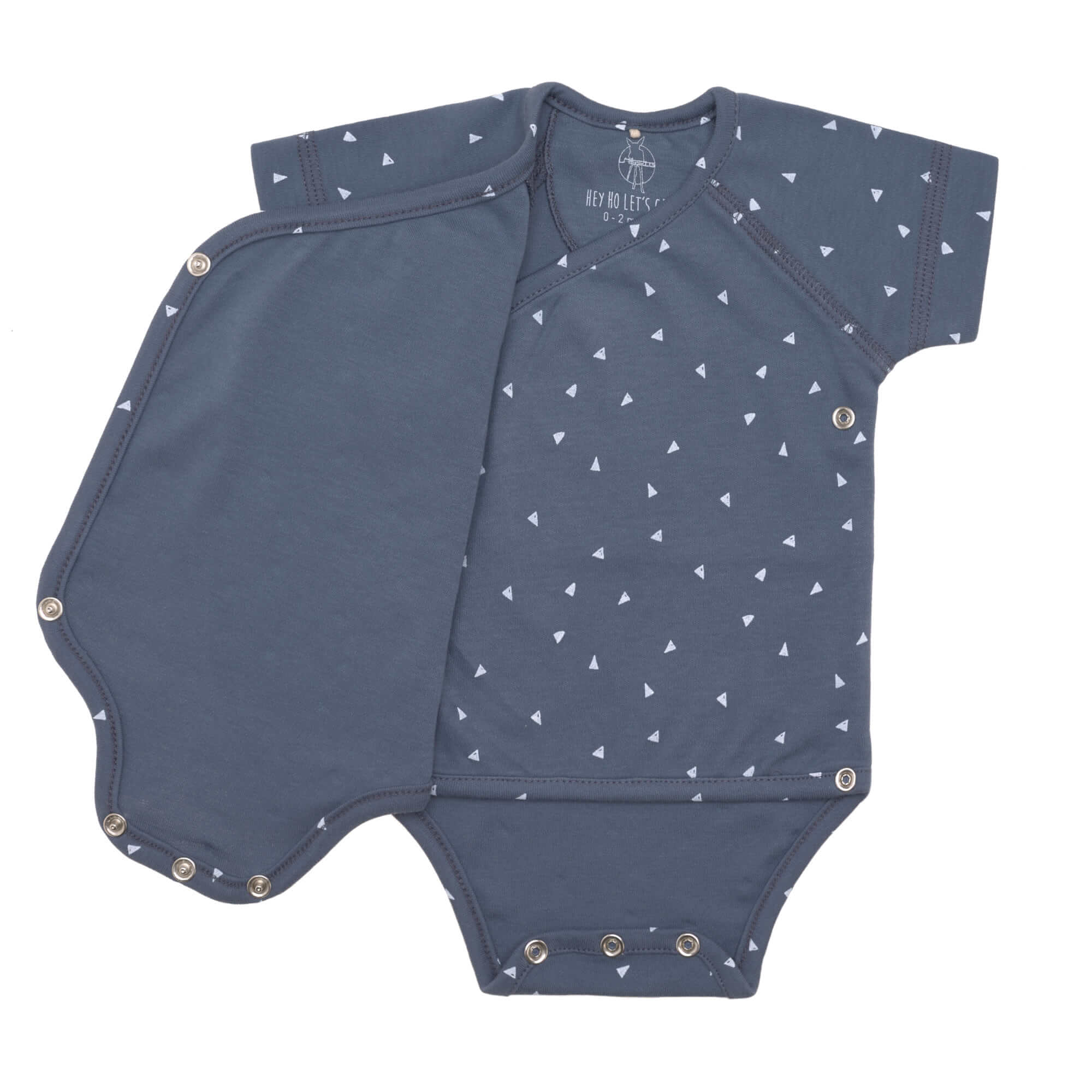 Baby Wickelbody kurzarm - Bio Baumwolle, Dreiecke, Blau