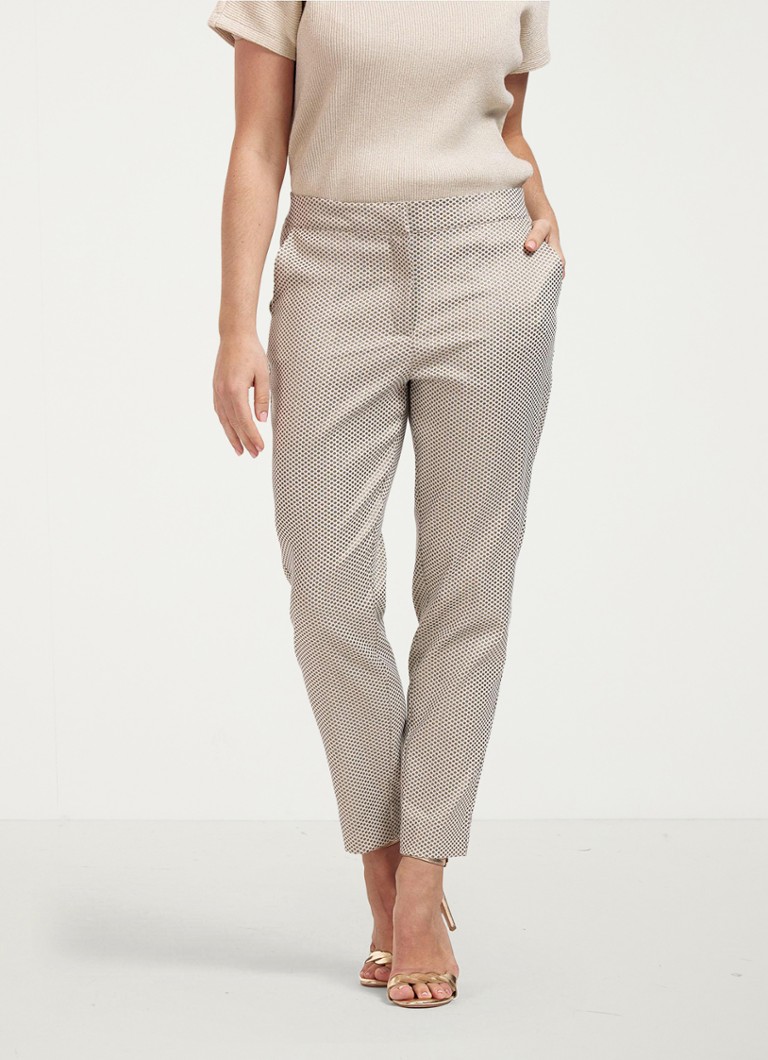 Pantaloni cropped a vita media affusolati Mira di Studio Anneloes, decorati con un motivo jacquard.