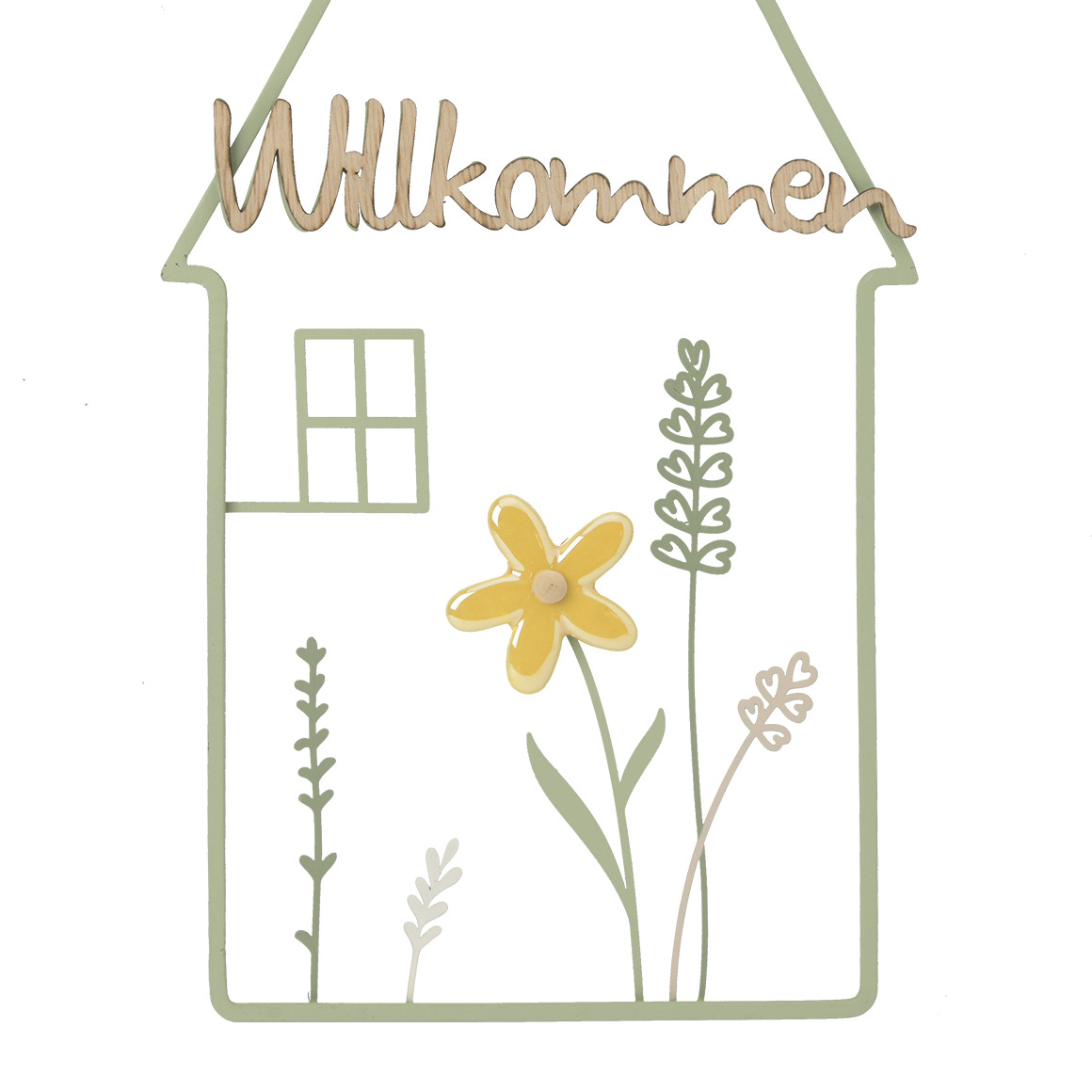 Deko-Hänger Metallschild Haus mit Blume