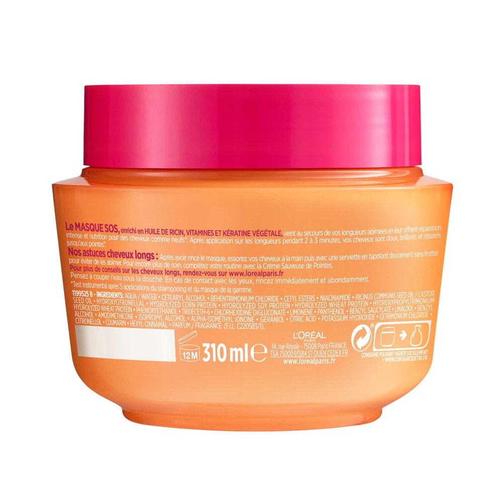 L'Oréal Paris Elseve Dream Long Masque reconstructeur enrichi en huile de ricin et kératine cheveux longs