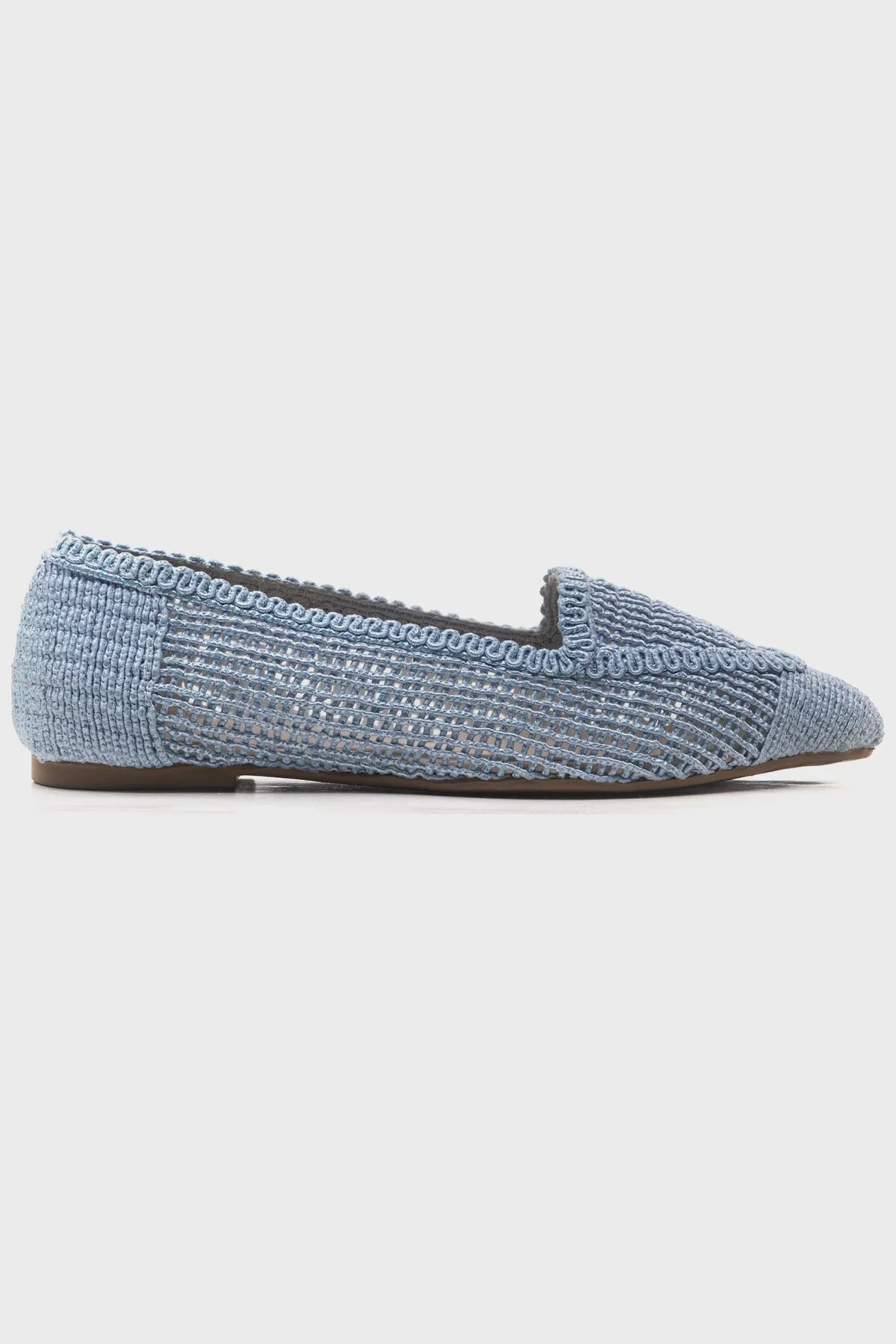 LuviShoes  Blaue gestrickte Ballerina-Schuhe für Damen 101