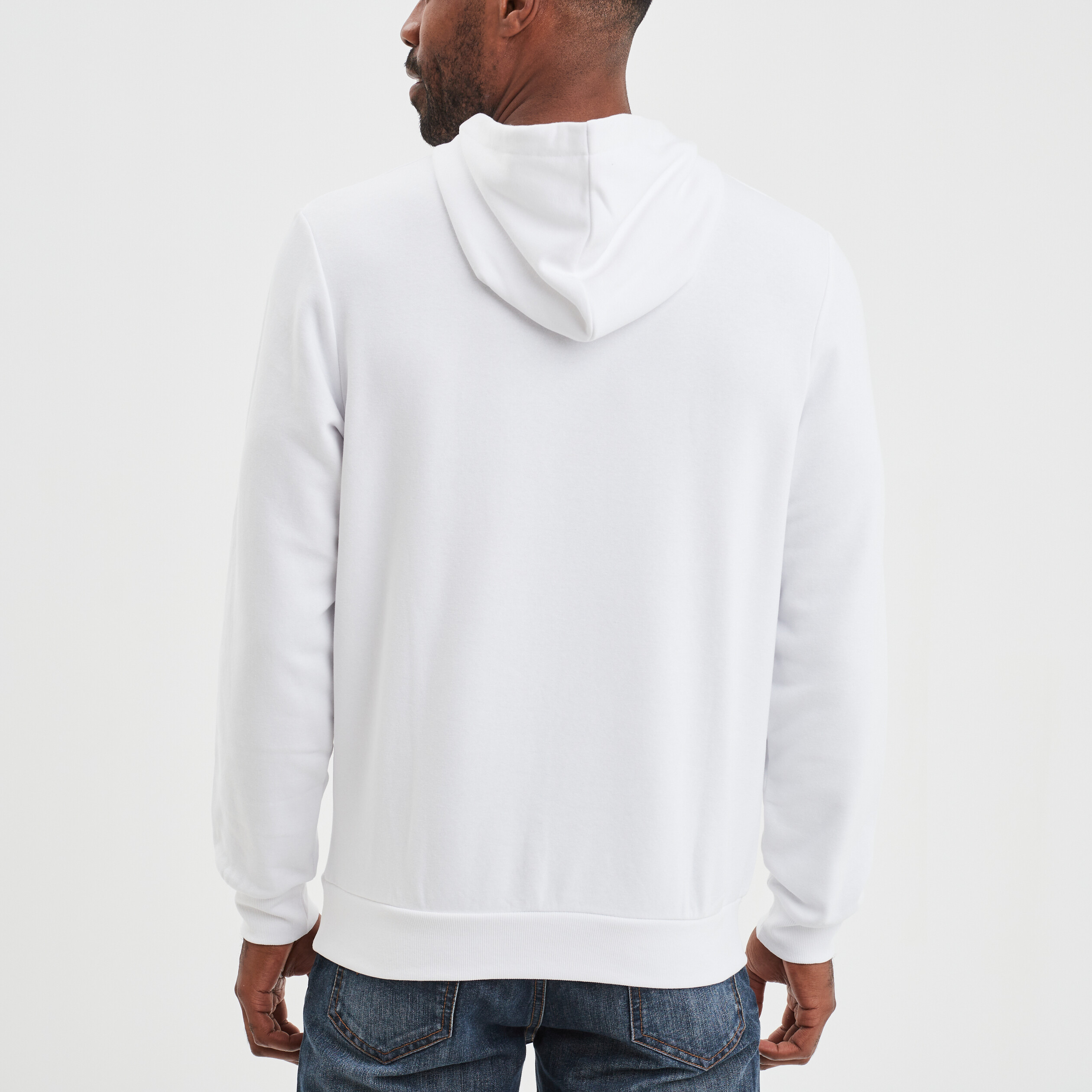 Sweat molleton à capuche hoodie blanc homme | La Halle