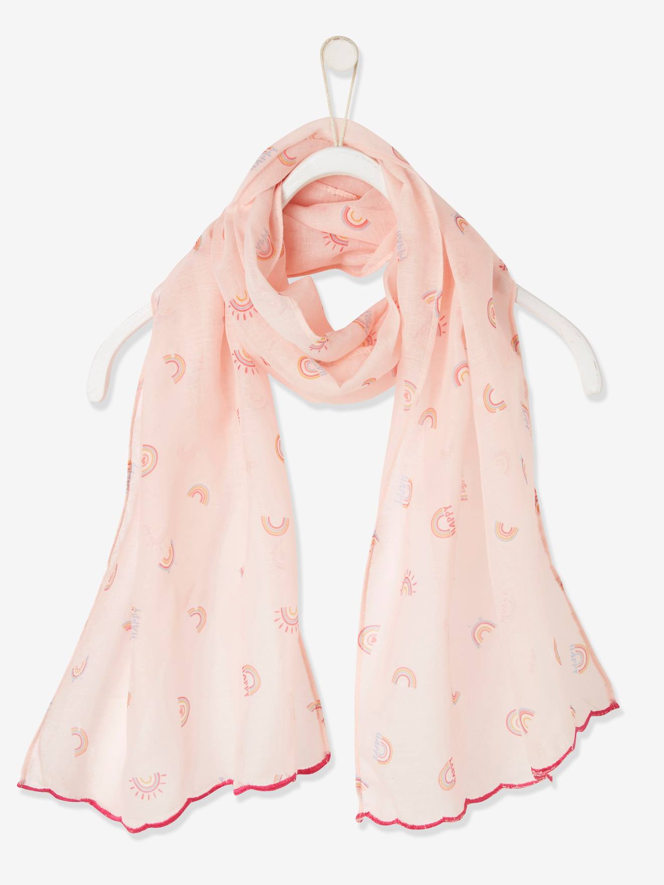 Foulard fille imprimé arc-en-ciel rose imprimé