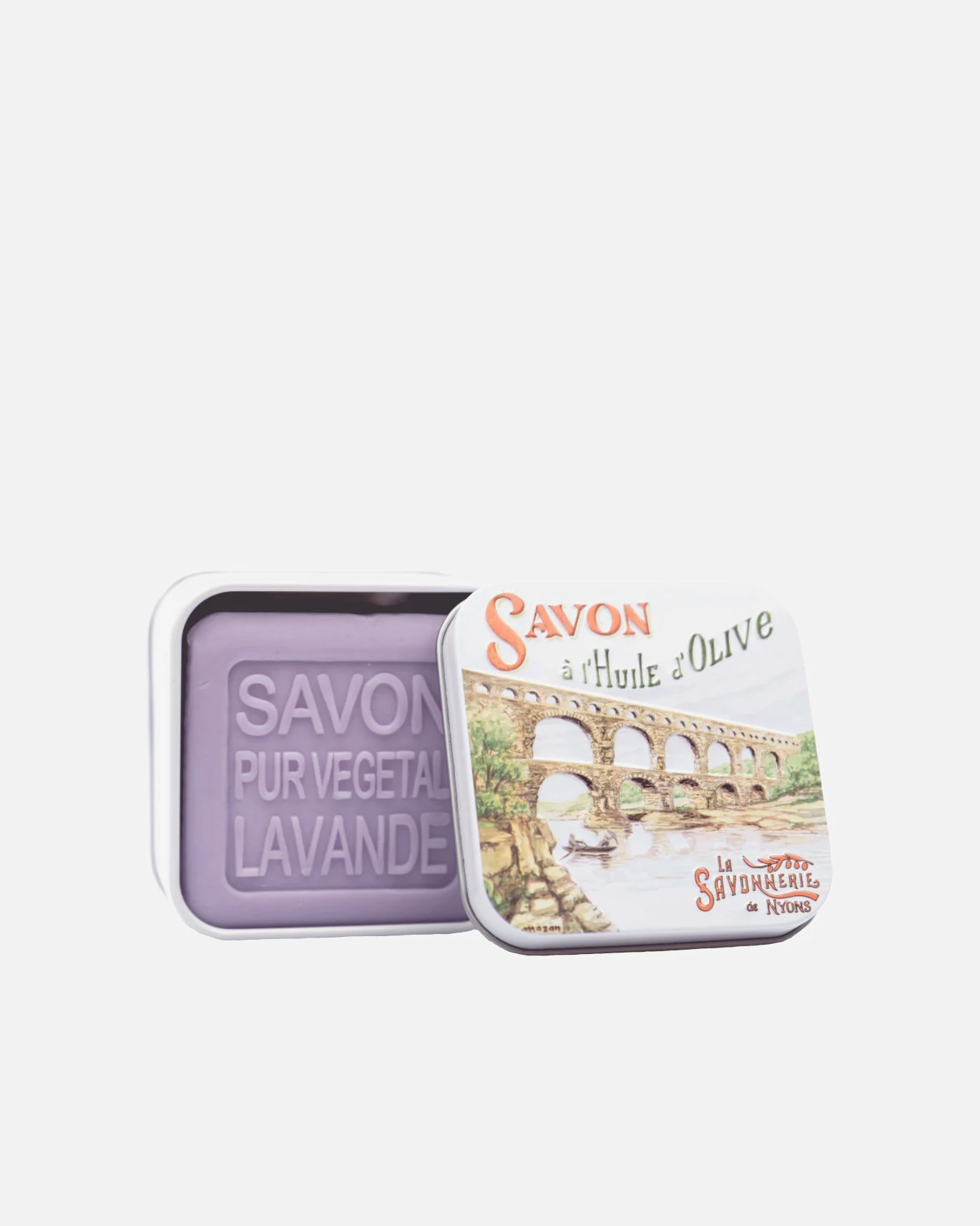 Nyons Seifenfabrik 100g Lavendelseife und Pont du Gard Metallbox