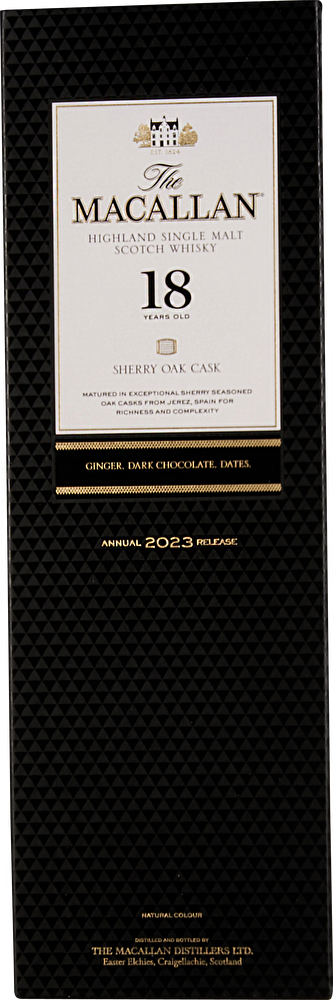 The Macallan Scotch Whisky 18 YO Sherry Oak 0,7 Liter im Geschenkkarton