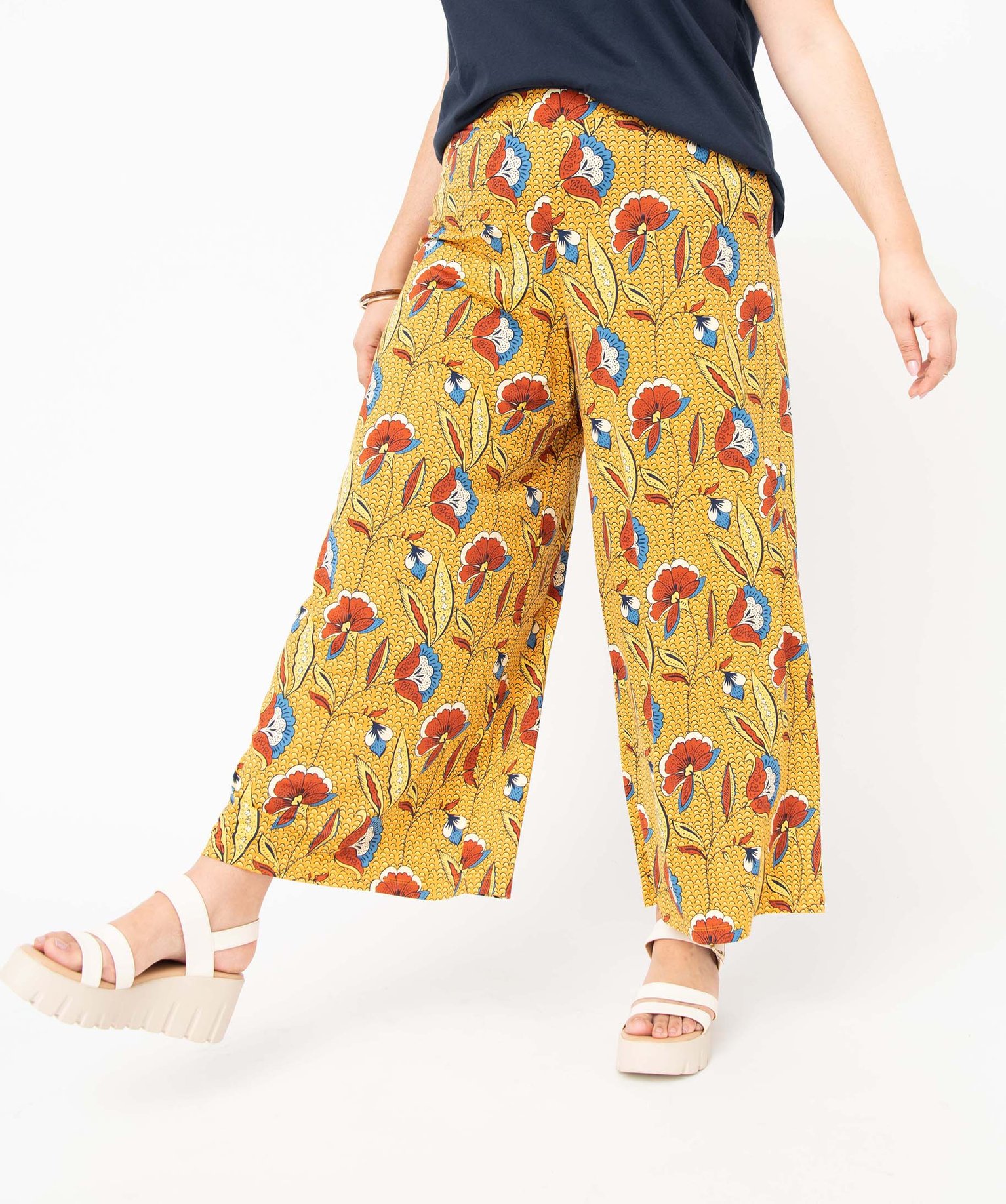 Pantalon femme grande taille imprimé, ample et fluide imprime | GEMO