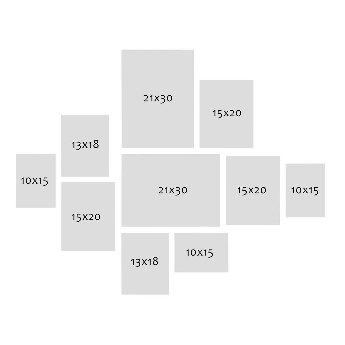 PHOTOLINI Bilderrahmen 10er Set moderne, breite Rahmen 10x15 bis 21x30 cm
