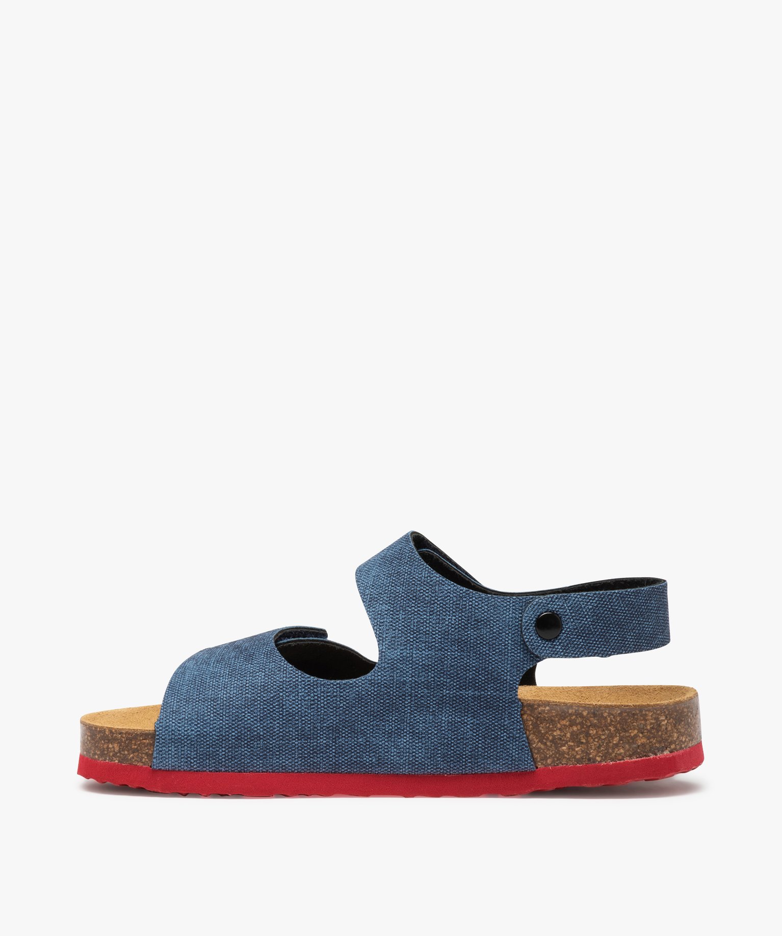 Sandales Garçon en toile denim avec brides à scratch bleu | GEMO