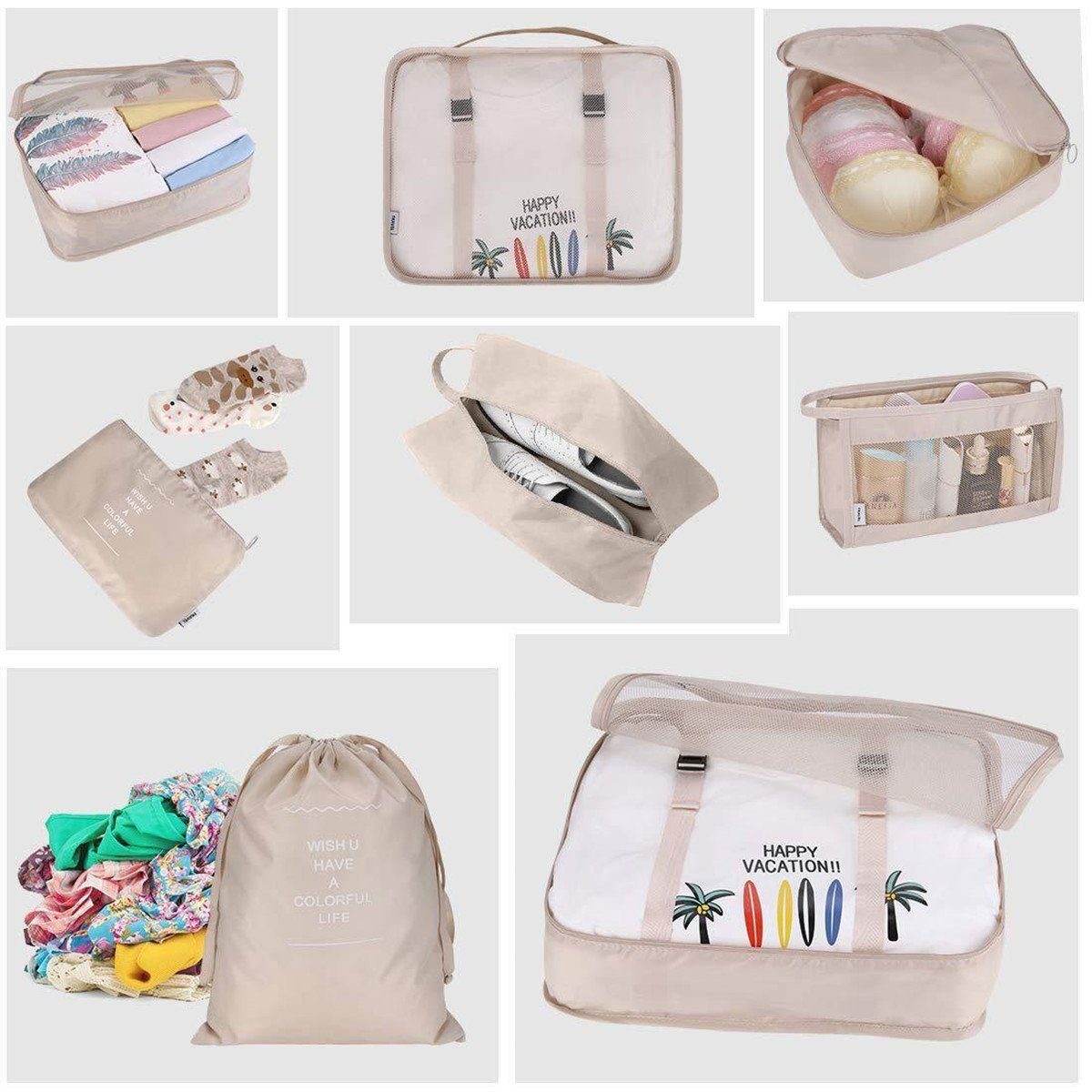 Suzakuin Tourbag Kosmetiktasche Kulturbeutel - 8-teiliges Reise-Organizer Wasserdicht