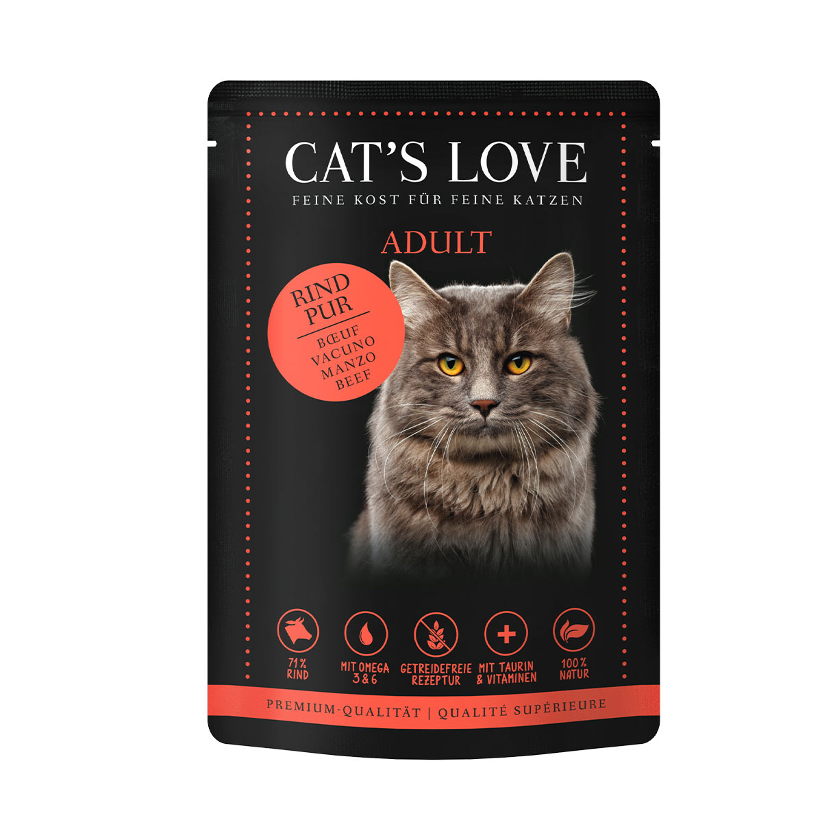Cat's Love Nassfutter Rind Pur mit Distelöl & Löwenzahn