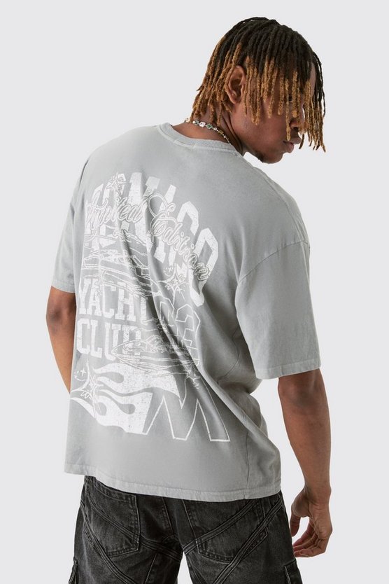 Tall graues T-Shirt mit Monaco-Print