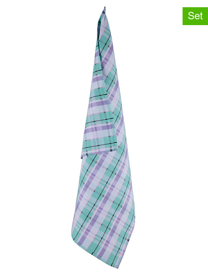 Miss Étoile 2er-Set: Geschirrtücher in Grün/ Türkis - (L)70 x (B)50 cm günstig kaufen onesize