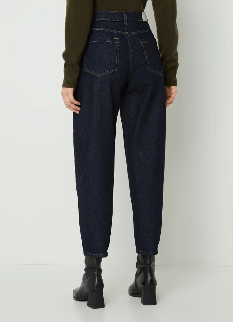 Calça jeans cropped de cintura alta e modelagem afunilada Whistles Barrel com lavagem escura.