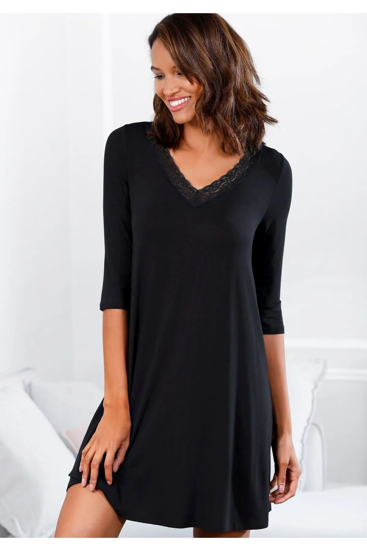 LASCANA  Nachthemd - Schwarz - Basic