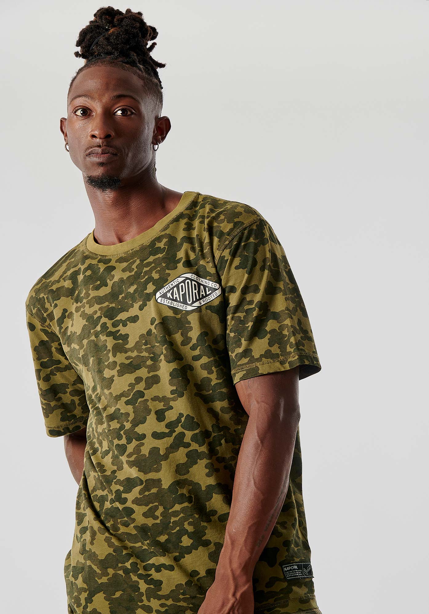 RAMON  T-shirt kaki camouflage Homme 100% coton