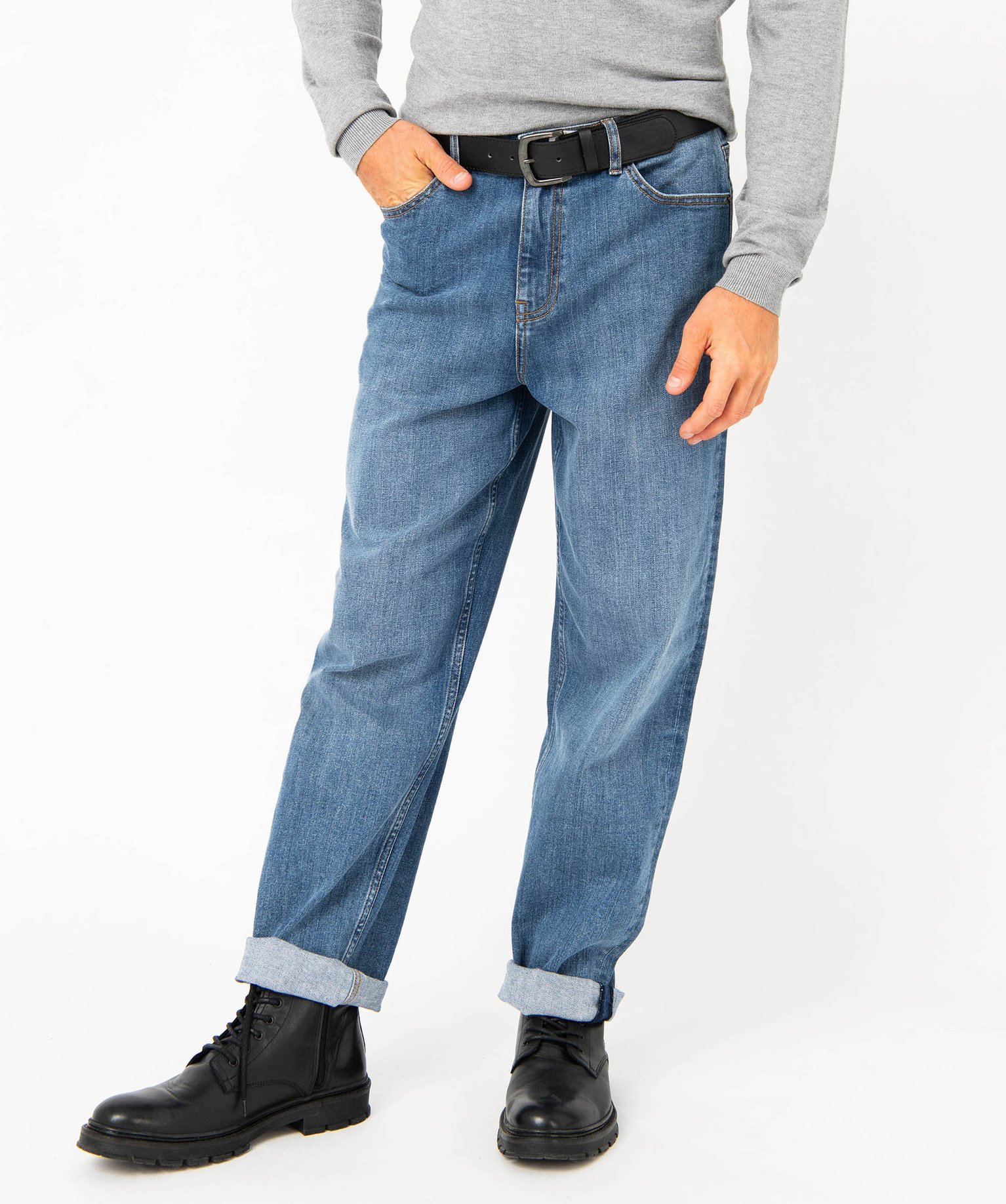 Jean Wide Legs extensible homme stone | GEMO