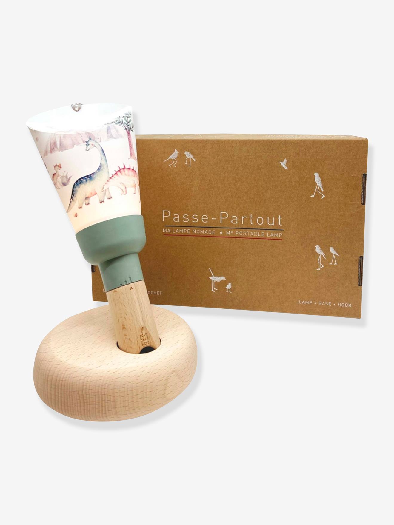 Coffret lampe nomade 5 en 1 Dinosauria MAISON POLOCHON vert sauge