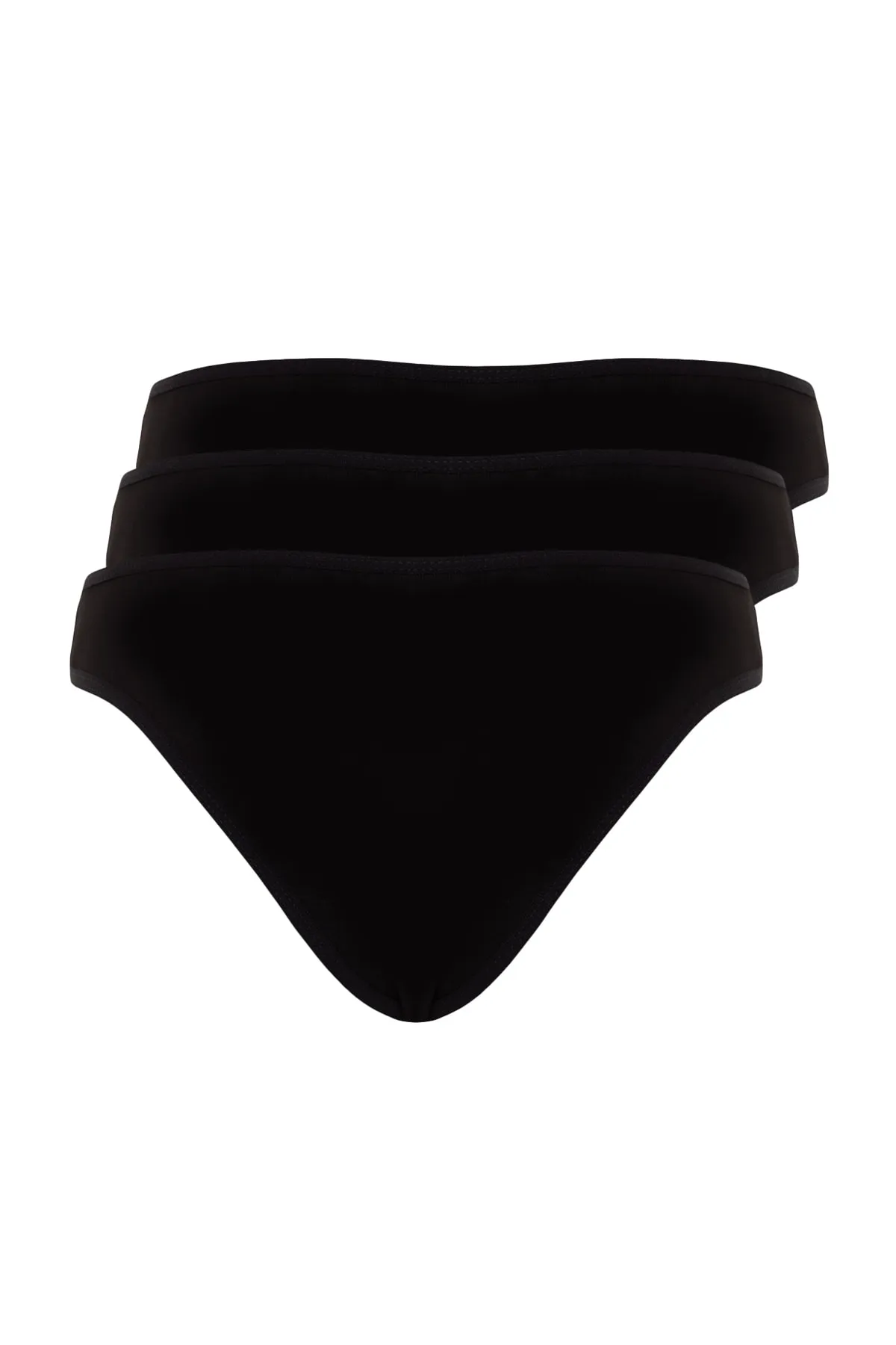 Trendyol Collection  Schwarze brasilianische Strickhöschen aus Baumwolle im 3er-Pack THMAW24KU00010