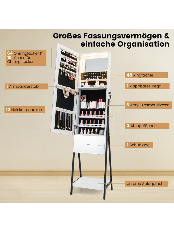 COSTWAY Schmuckschrank mit LED in Weiß günstig kaufen onesize