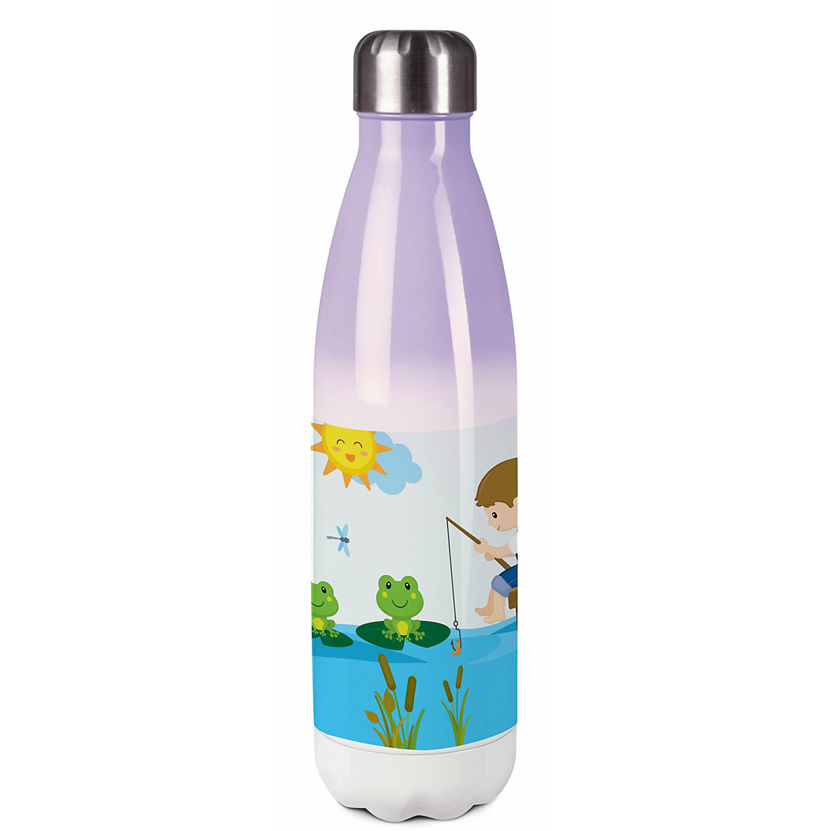 Edelstahl Kinder Thermoflasche / Trinkflasche bunt Froschteich Spülmaschinenfest, Auslaufsicher, Bruchfest, Doppelwandig, Für Heißgetränke geeignet, Mit Deckel, Isoliert