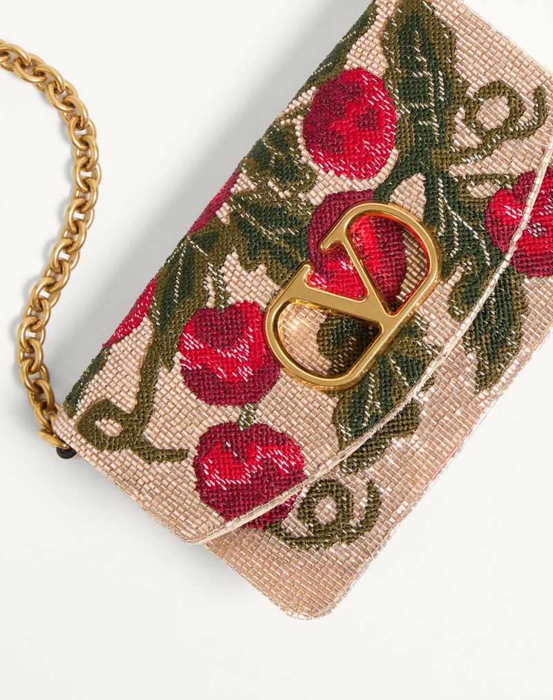 Clutch de ombro Valentino Garavani Vain com bordado de cerejas