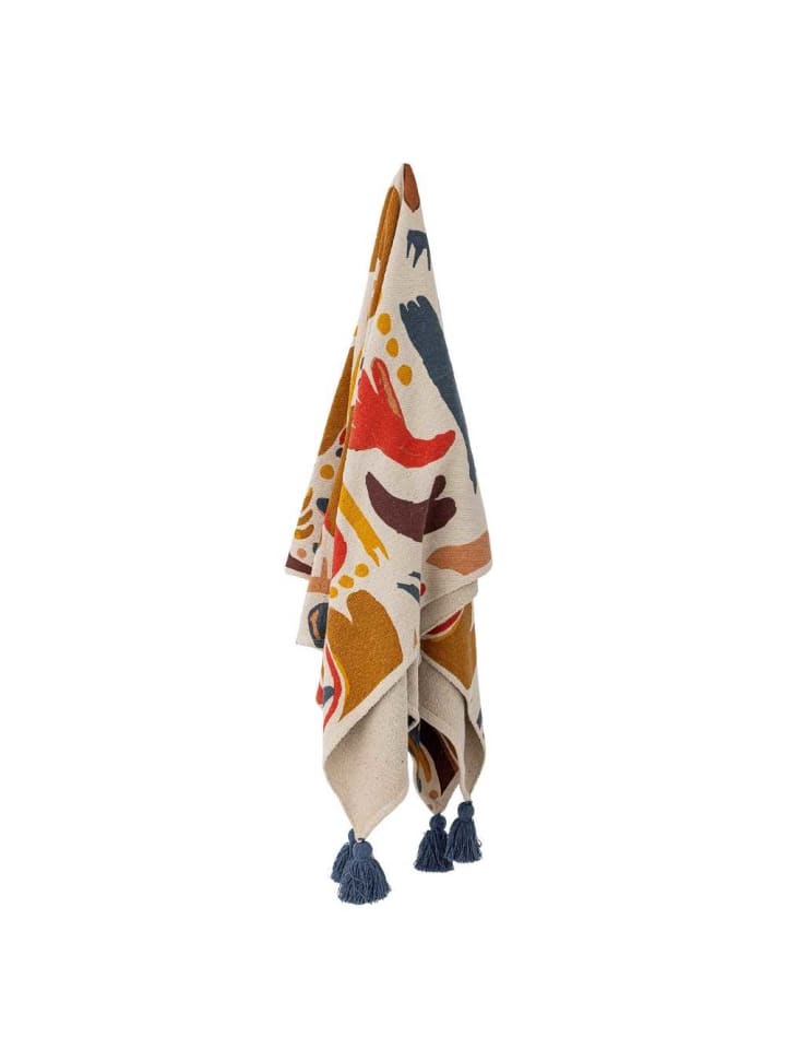 Bloomingville Decke HORUS Orange Braun mit Quasten in Blau günstig kaufen onesize