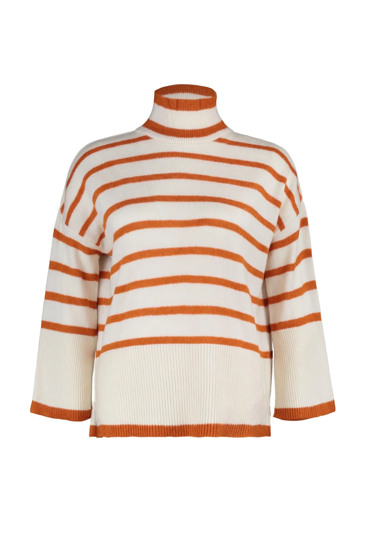 Trendyol Curve  Orange gestreifter Strickpullover TBBAW23AN00015