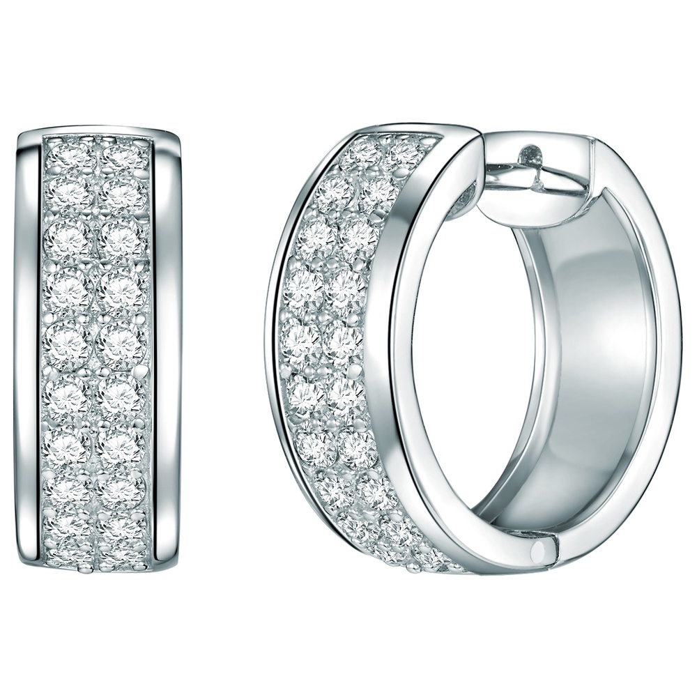 Rafaela Donata Créoles en argent Argent sterling Oxyde de zirconium (CZ) en Argent Boucles d'oreilles