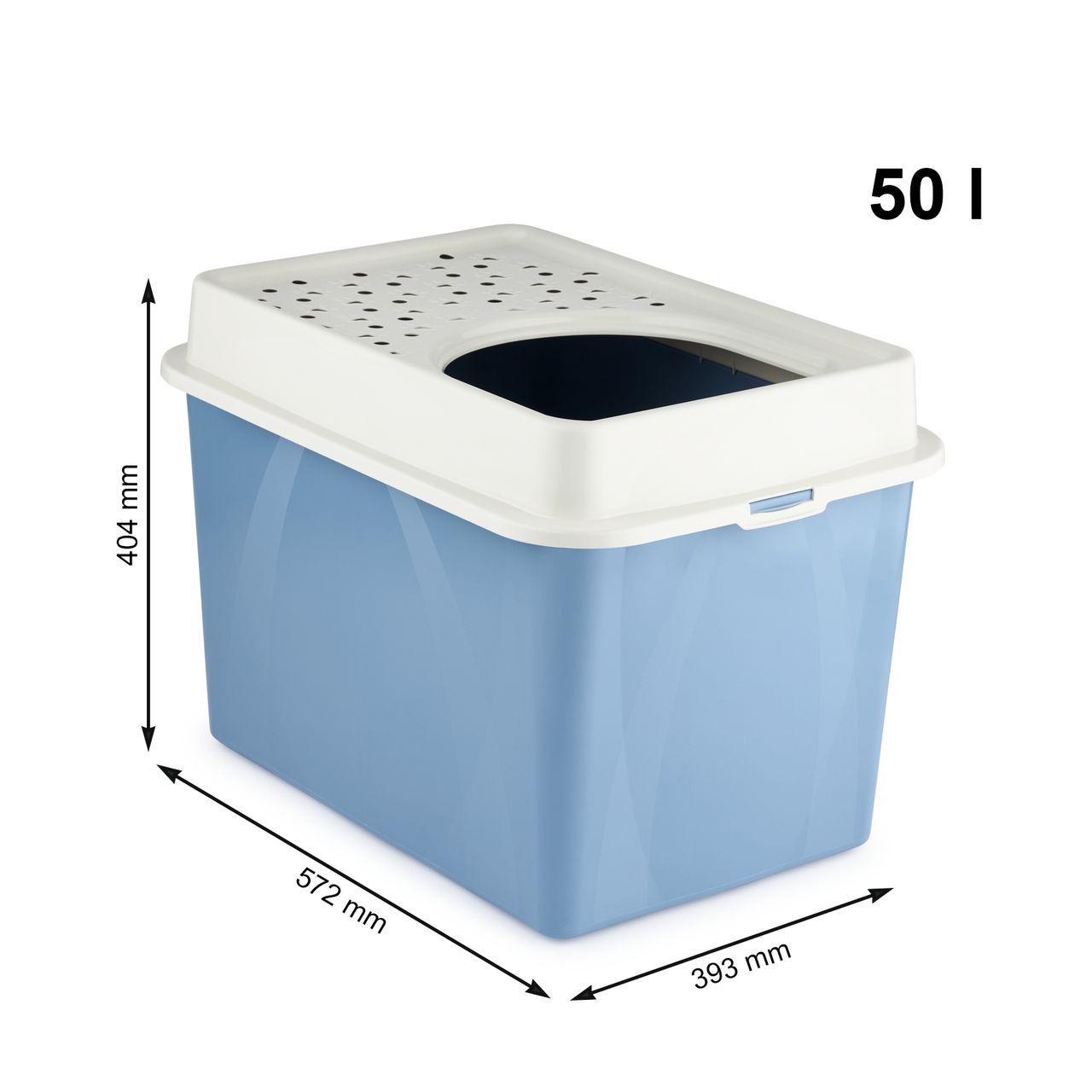 Rotho Babydesign Rotho MyPet Eco Berty Katzenklo mit Top-Eingang, blau/weiss (recycelt)
