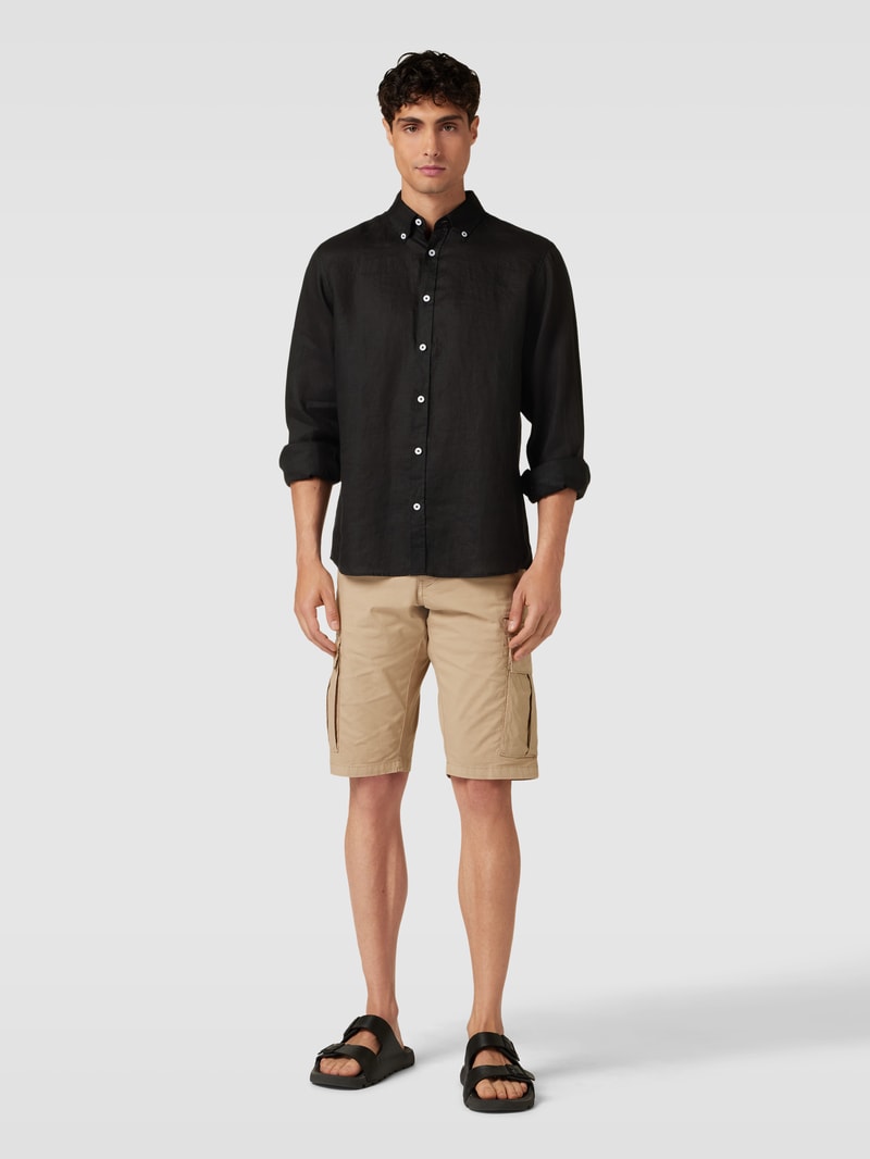 Freizeithemd mit Button-Down-Kragen in dunkelblau