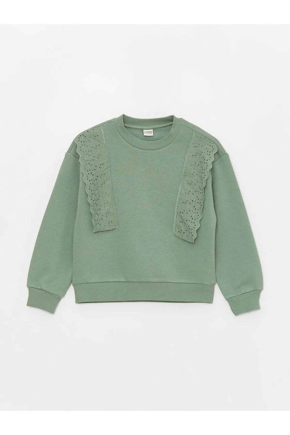 LC Waikiki  Langärmliges Mädchen-Sweatshirt mit Rundhalsausschnitt und Muscheldetails