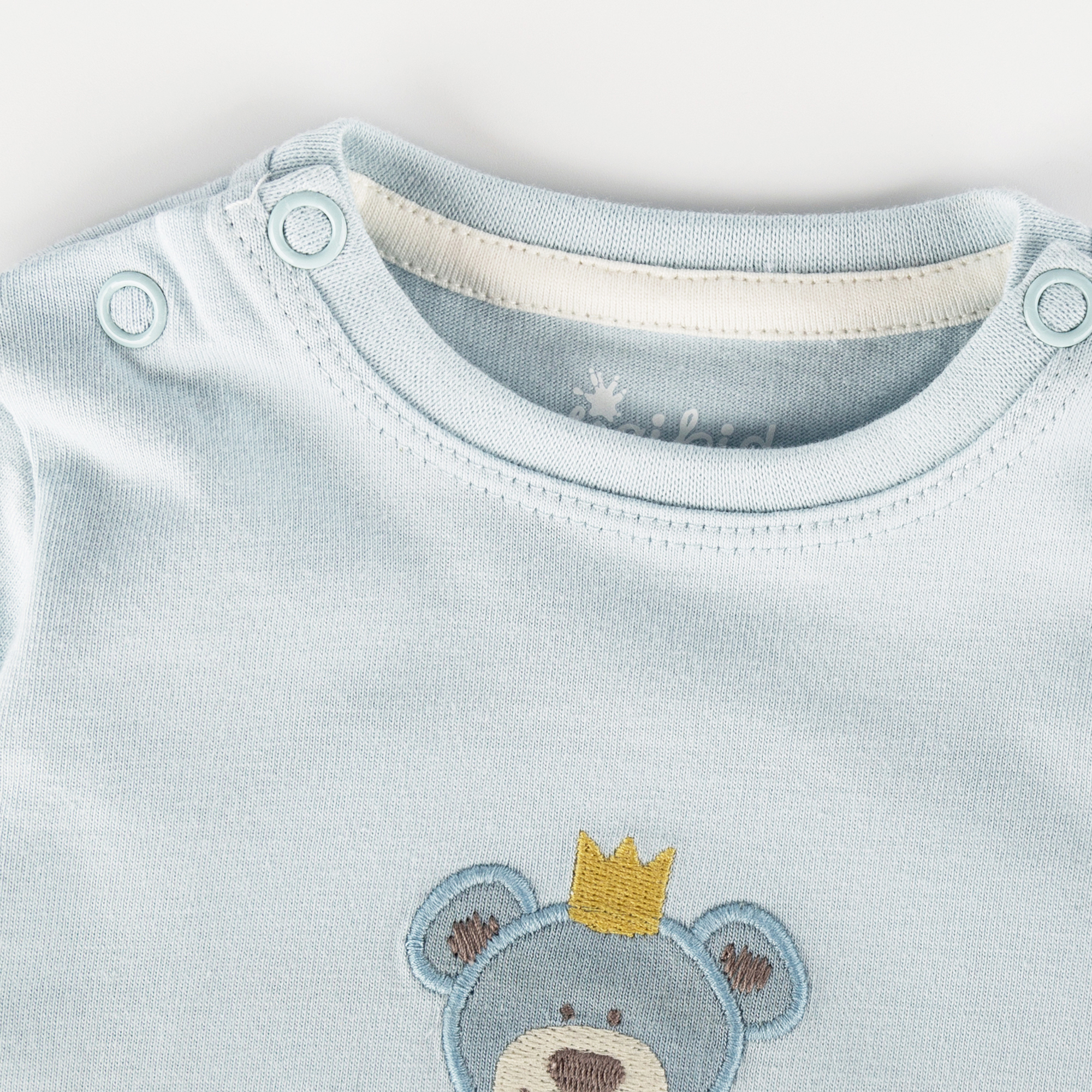 Baby Langarmshirt Krönchen Bär, blau