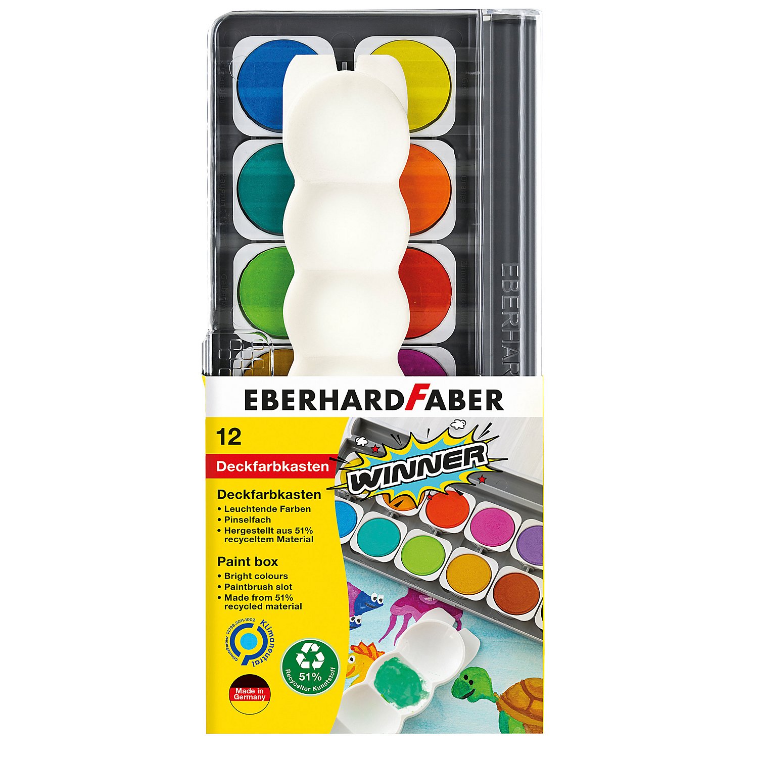 Winner Deckfarbkasten, 12 Farben