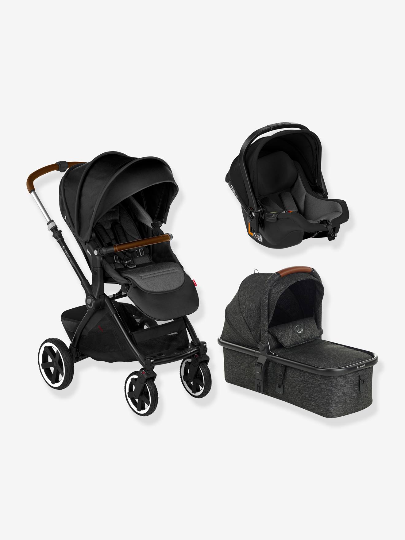 Combiné trio poussette Crosslight + nacelle Micro pro + siège-auto groupe 0+ Koos iSize R1 JANE collection 2022 noir (cold black)
