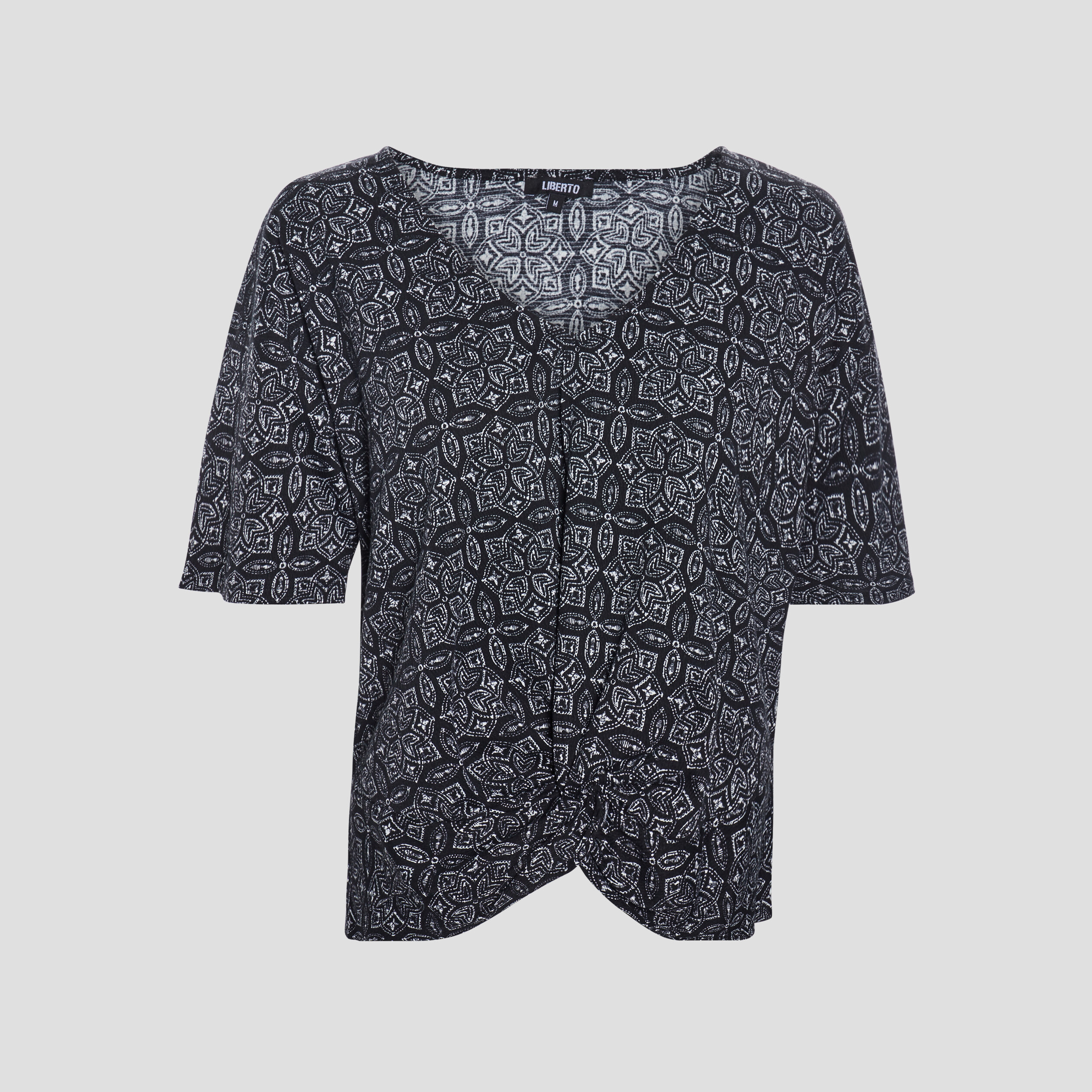 T-shirt manches courtes détail noeud noir femme | La Halle