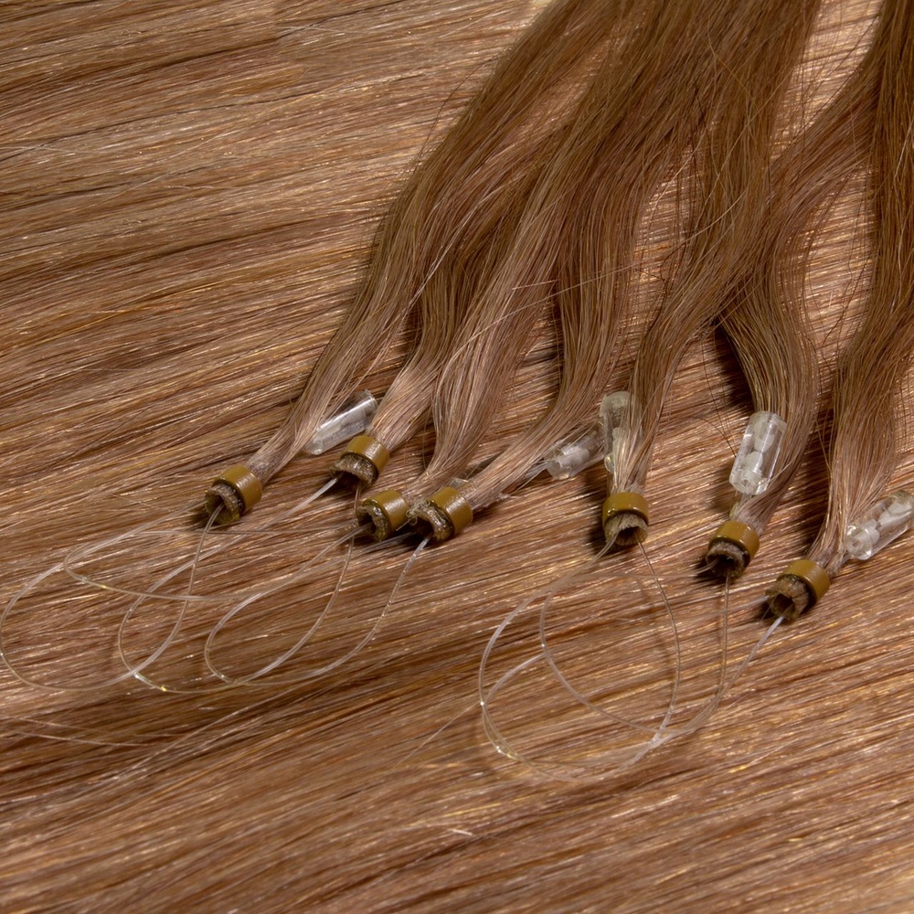 hair2heart Extensions à froid Microring Premium cheveux naturels #14 blond foncé 0.5g extensions