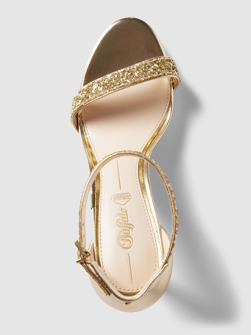 Sandaletten mit Ziersteinbesatz Modell 'MONROE' in gold
