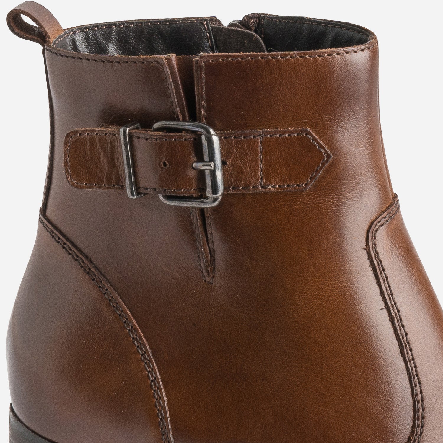 Boots cognac éco-conçu en cuir détails surpiqûres