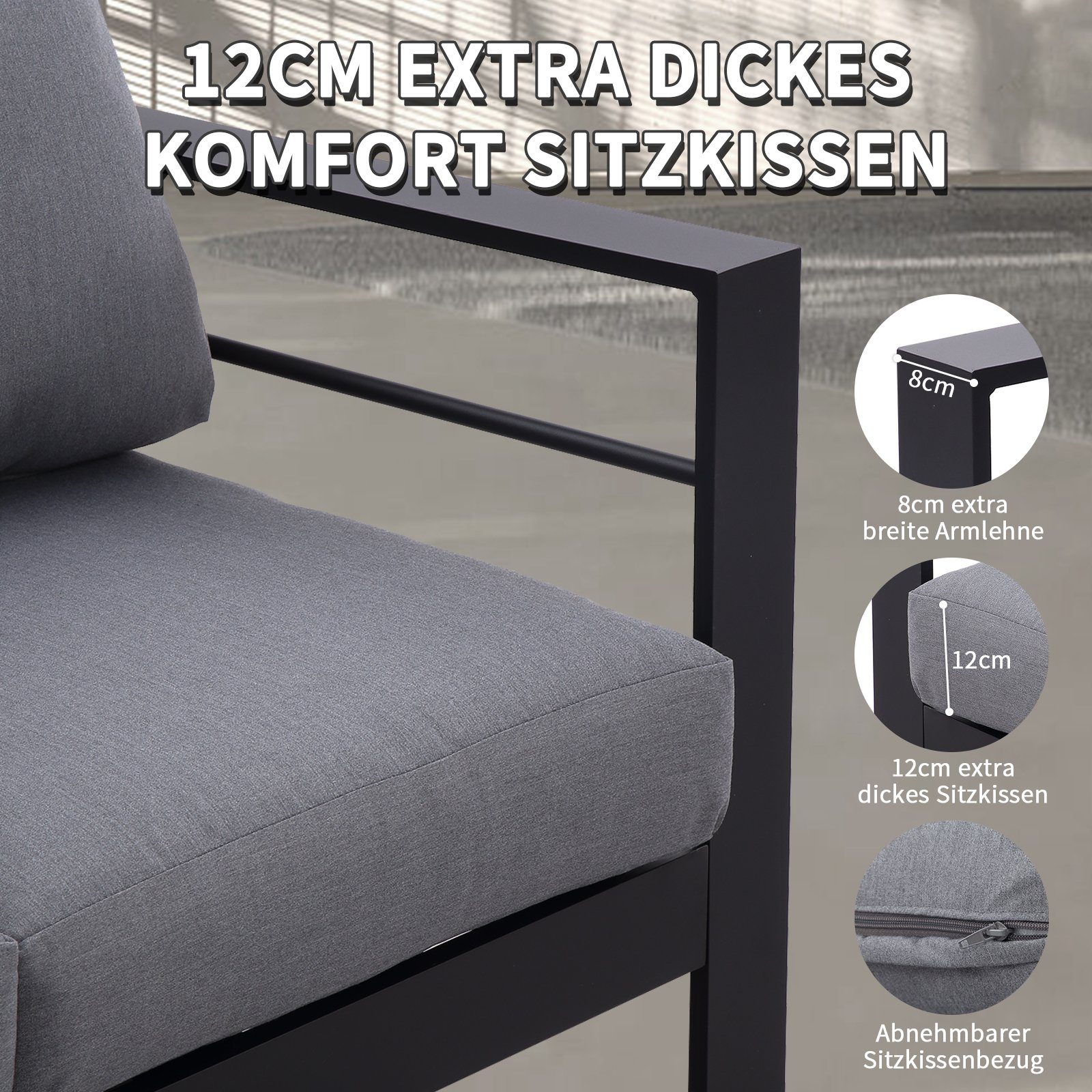 MeXo von GLP HOME Loungeset Gartenmöbel set sale aus Aluminium, Gartenlounge Set für 4-7 Personen, (Spar-Set, Essgruppe 4-5-tlg., 1x3er-Sofa, 1x2er-Sofa, 2xEinzelsessel, 1xTisch)