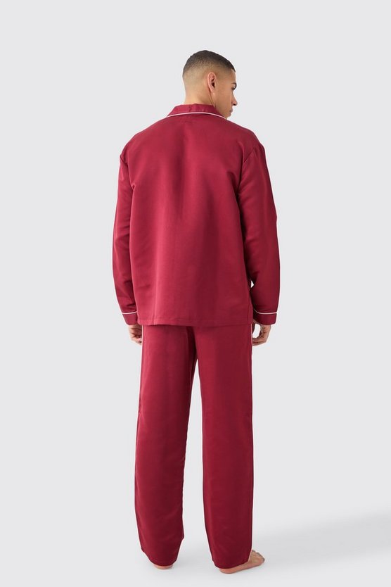 Satin Paspeln Hemd & Loungewear-Hose