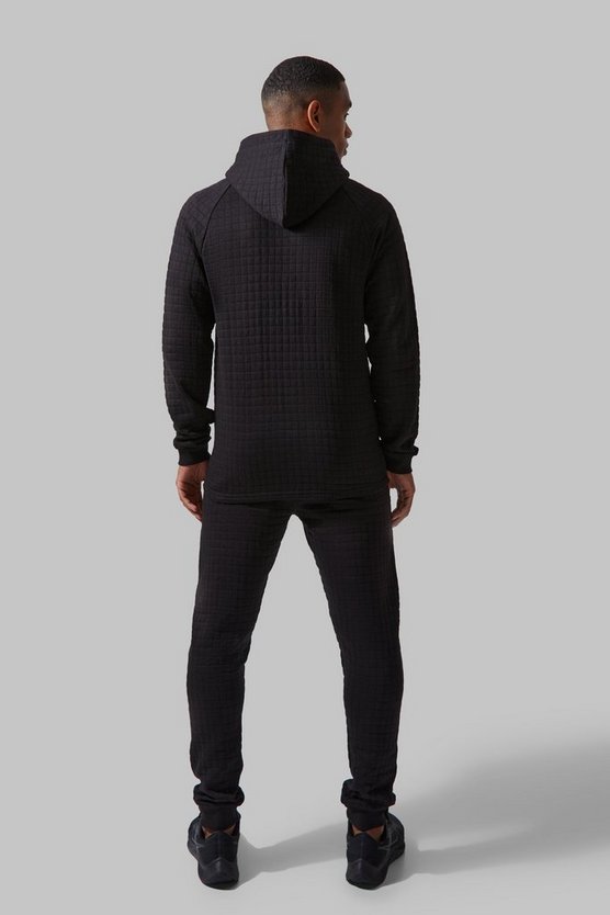 Strukturierter Active Active Jersey-Hoodie mit Reißverschluss