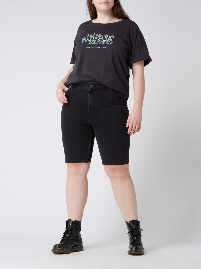PLUS SIZE High Waist Jeansshorts mit Stretch-Anteil Modell 'Mily' in schwarz