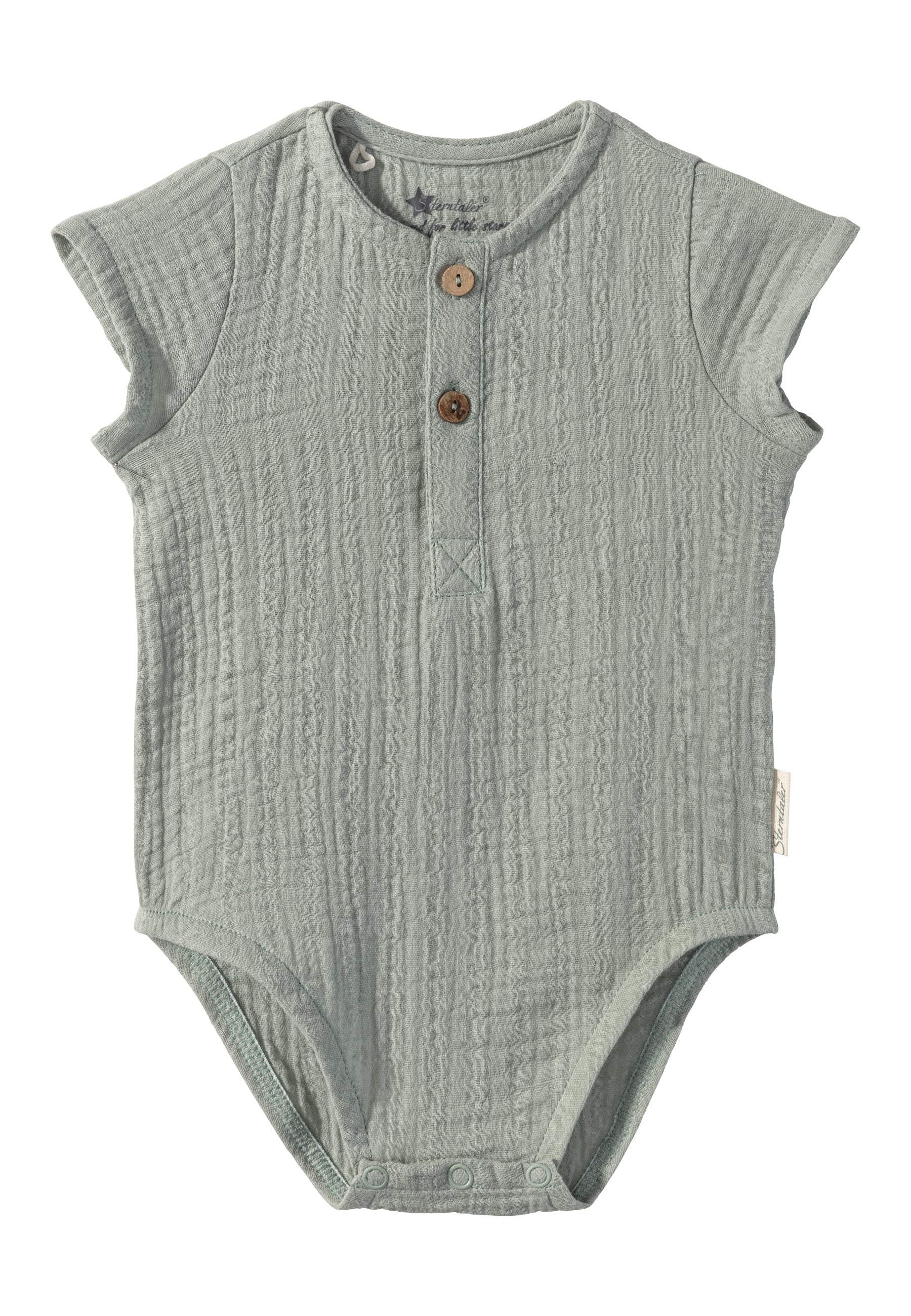 Baby Body Uni mit kurzen Ärmeln in steingrün