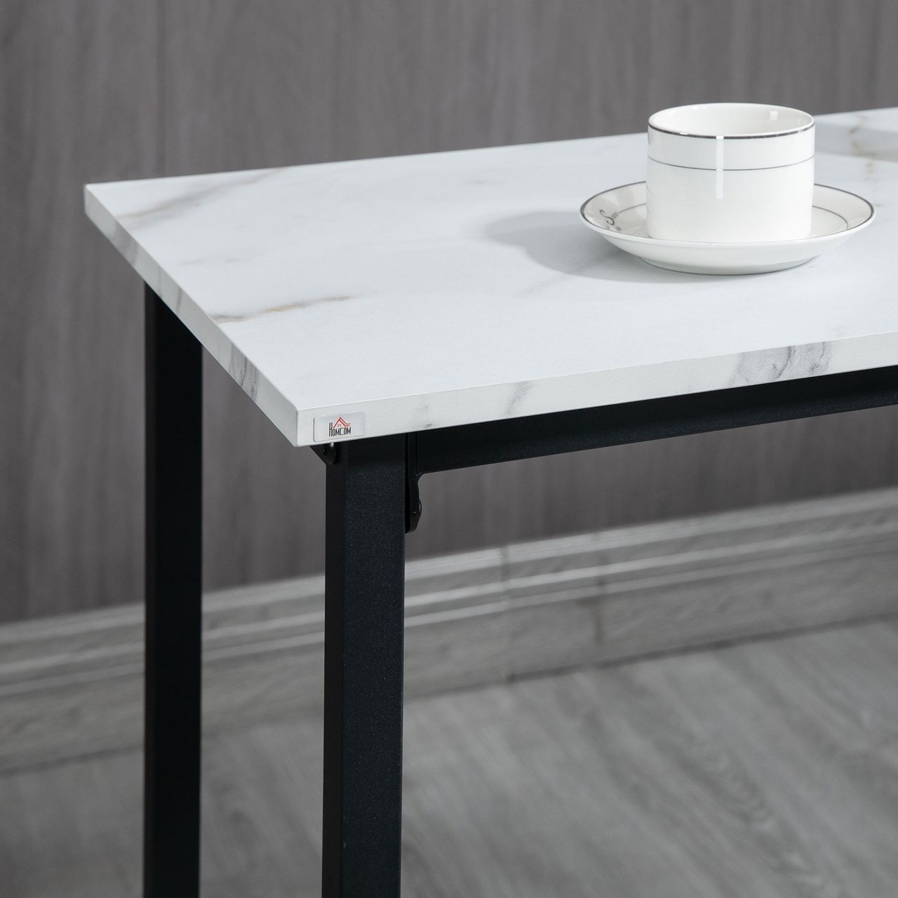 HOMCOM Bartisch mit Barhocker Set, 3-TLG. Bartisch Set, Esstisch mit 2 Barhocker