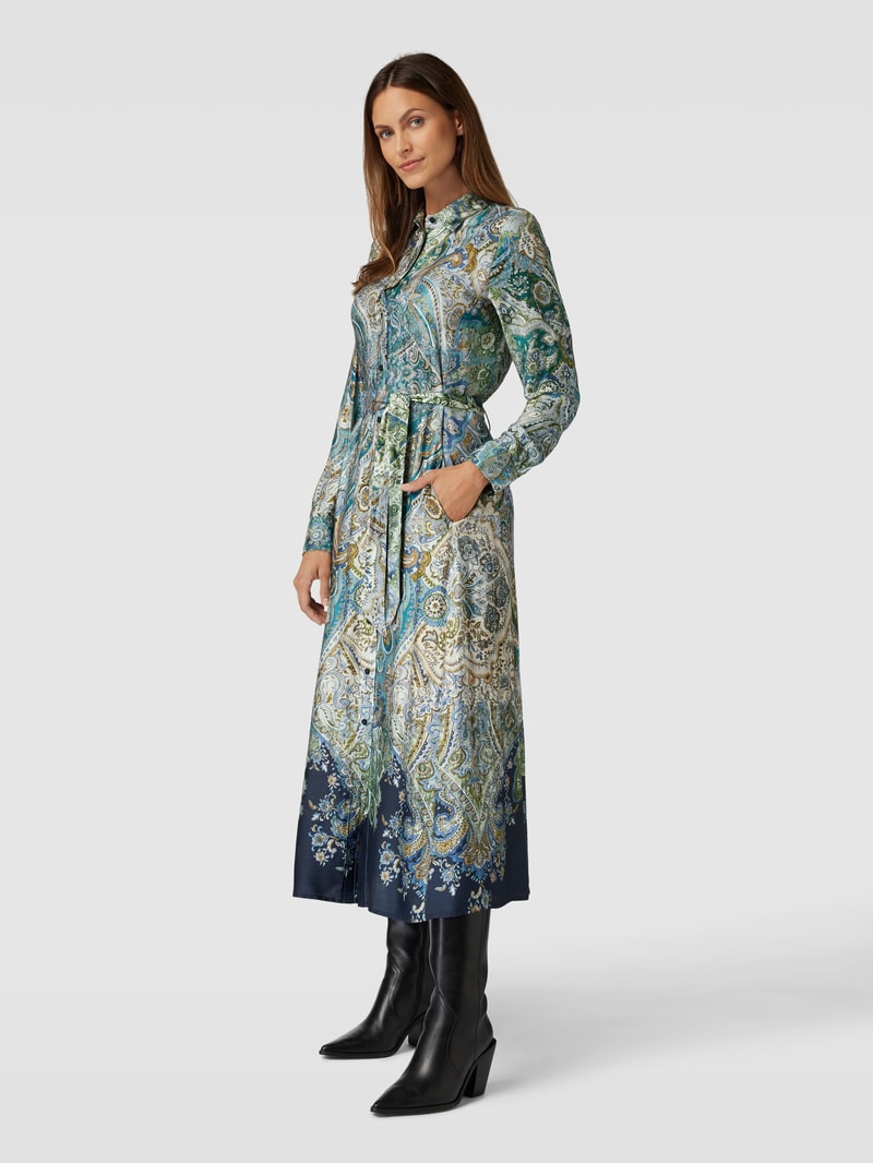 Maxikleid mit Paisley-Muster in petrol