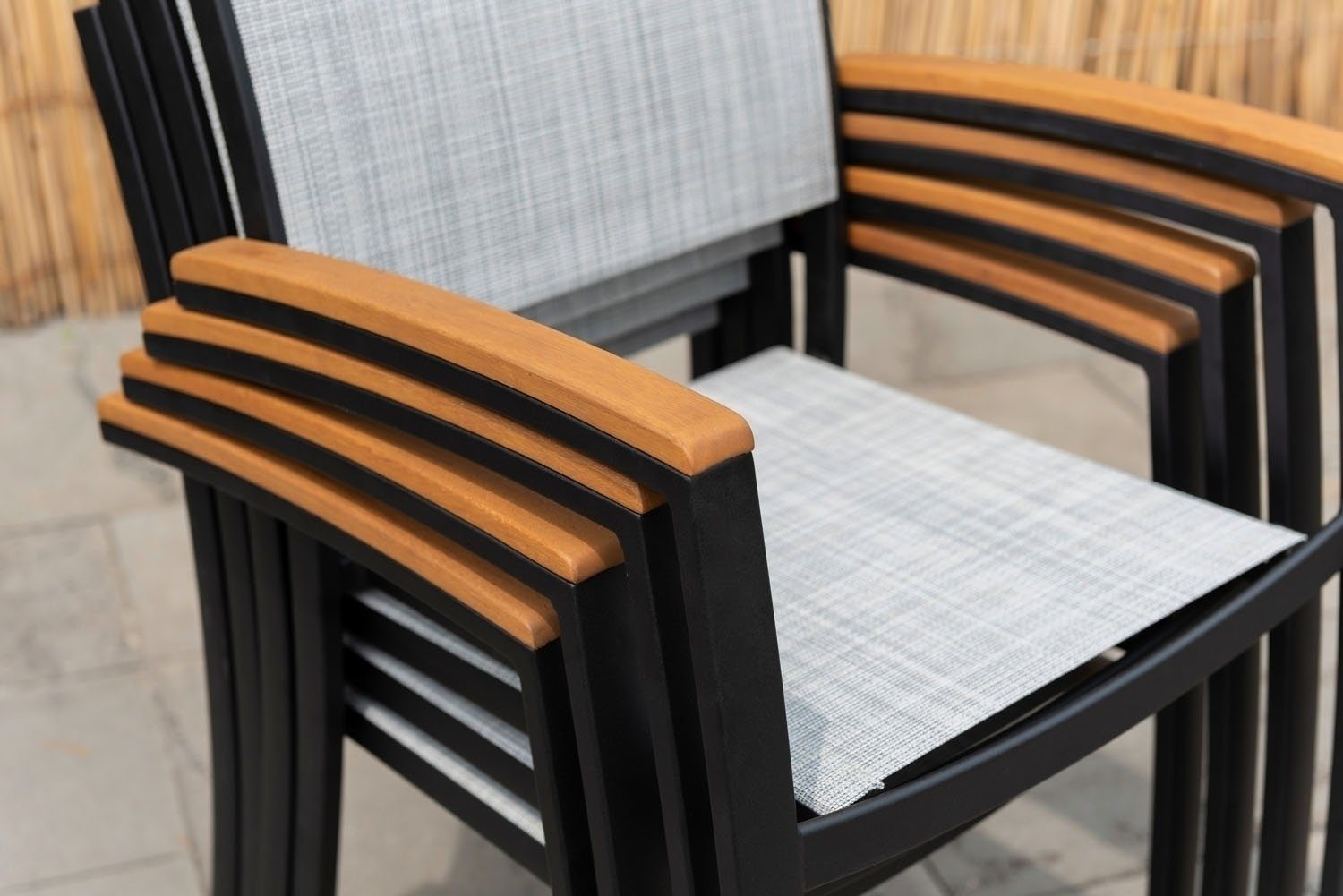 Outdoor Gartenstuhl KINGSBURY, 2er Set, Aluminium, Schwarz, Grau, (Set, 2 St), Textilen, stapelbar