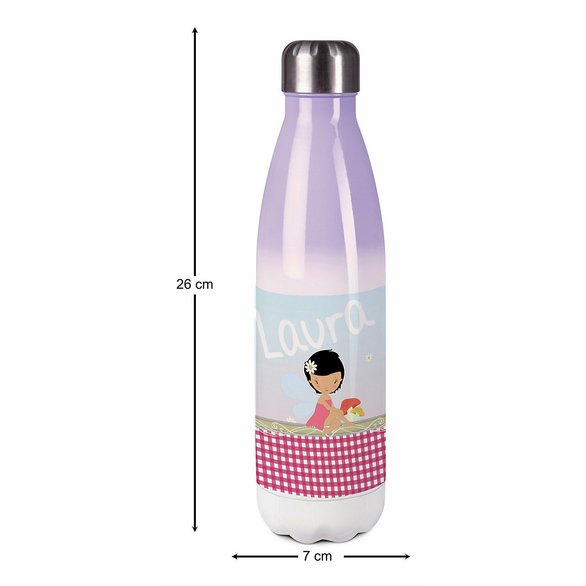 Edelstahl Kinder Thermoflasche / Trinkflasche bunt Fee Spülmaschinenfest, Auslaufsicher, Bruchfest, Doppelwandig, Für Heißgetränke geeignet, Mit Deckel, Isoliert